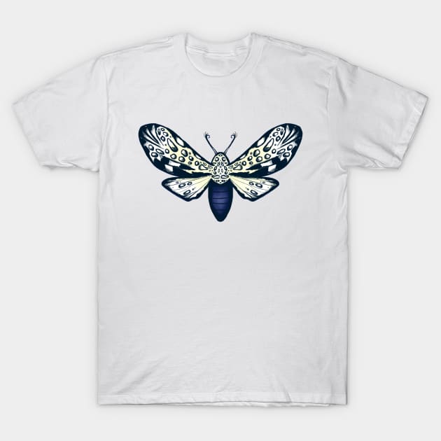 Giant Leopard Moth Sketch Artwork T-Shirt by livelonganddraw